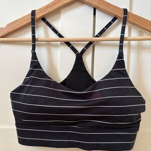 ZYIA Black and White Striped Sports Bra